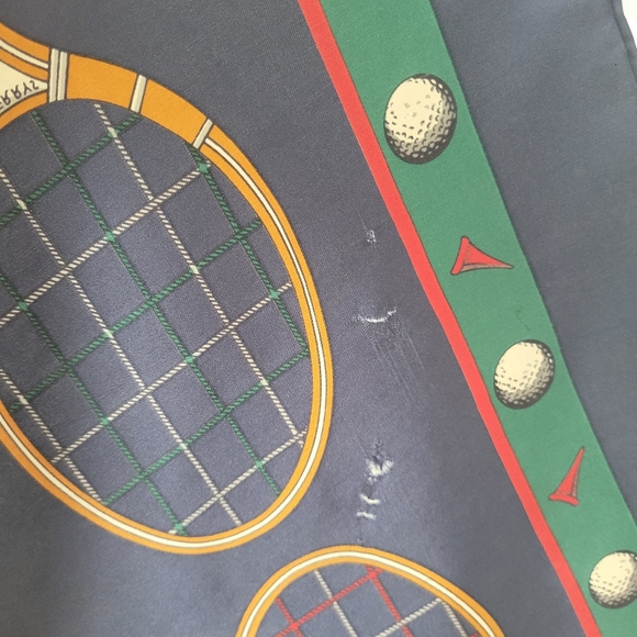 BURBERRYS | Navy Blue Silk Tennis & Golf Motif Scarf - Picture 4 of 6